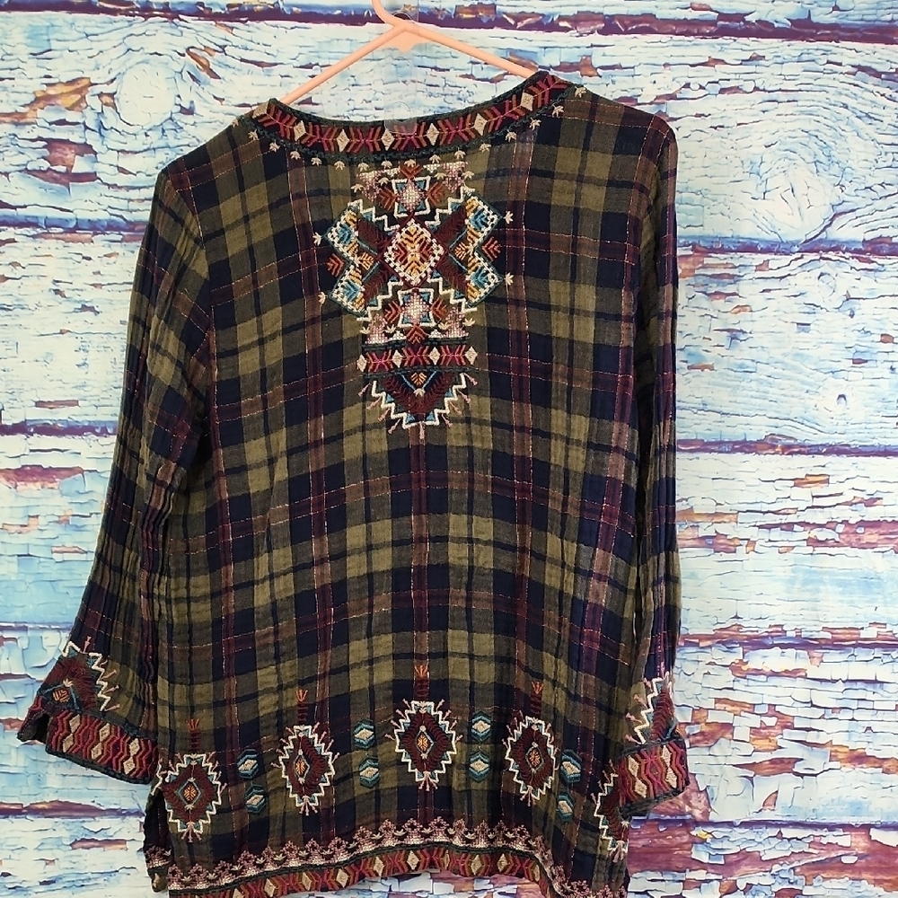 Johnny Was Multicolor Embroidered Tunic Peasant Top Size S - Picture 2 of 5
